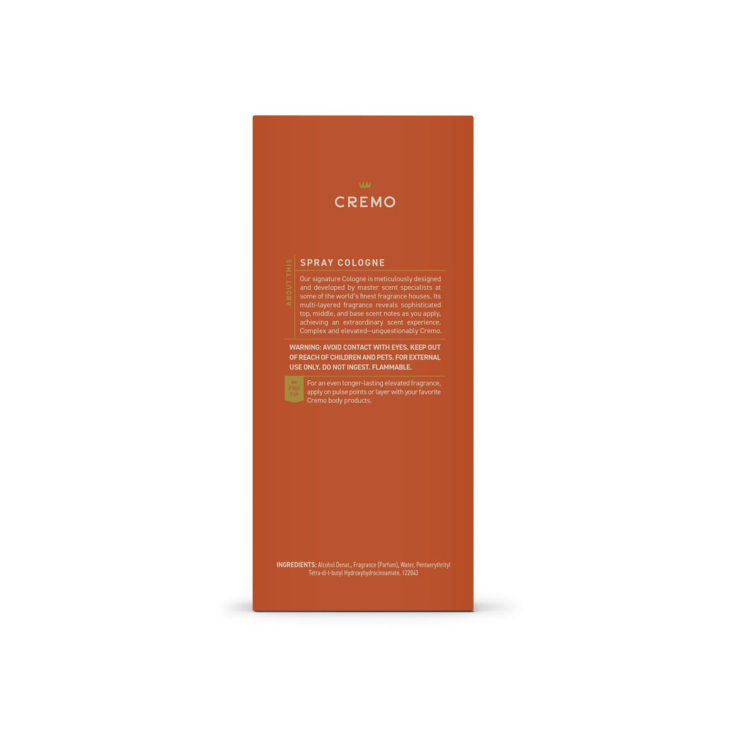 Cremo Cologne For Men - Spice & Black Vanilla Mens Cologne Spray, An Explosion of Vibrant Spices, Dark Woods and Black Vanilla, Multi-Layered Signature Men's Fragrances, 3.4 Fl Oz