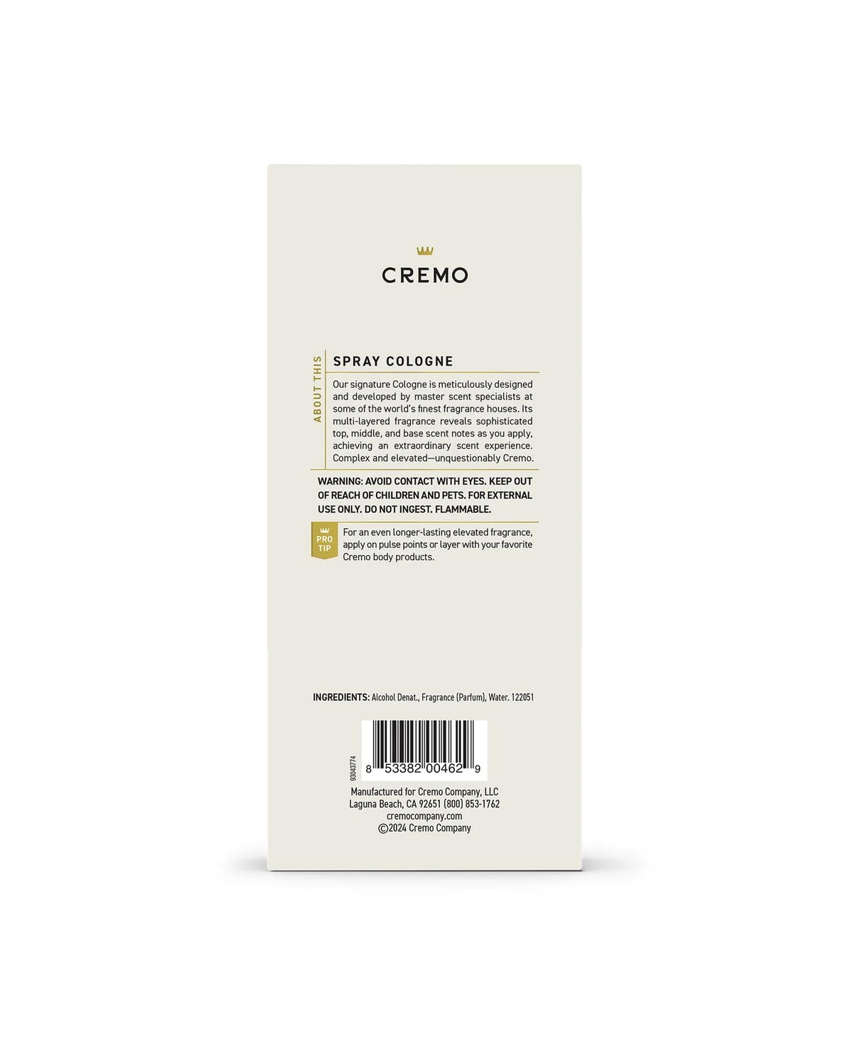 Cremo Cologne For Men - Spice & Black Vanilla Mens Cologne Spray, An Explosion of Vibrant Spices, Dark Woods and Black Vanilla, Multi-Layered Signature Men's Fragrances, 3.4 Fl Oz