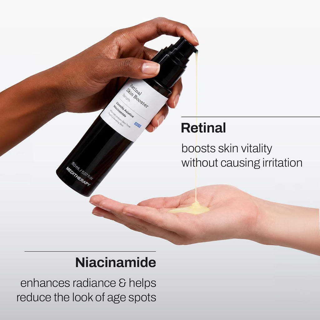 MEDITHERAPY Retinal Skin Booster Serum 5.07 fl oz | Retinaldehyde, Niacinamide, Cica | Korean Hydrating Face & Body Serum for Dull, Uneven Skin, All Skin Types, K-Beauty
