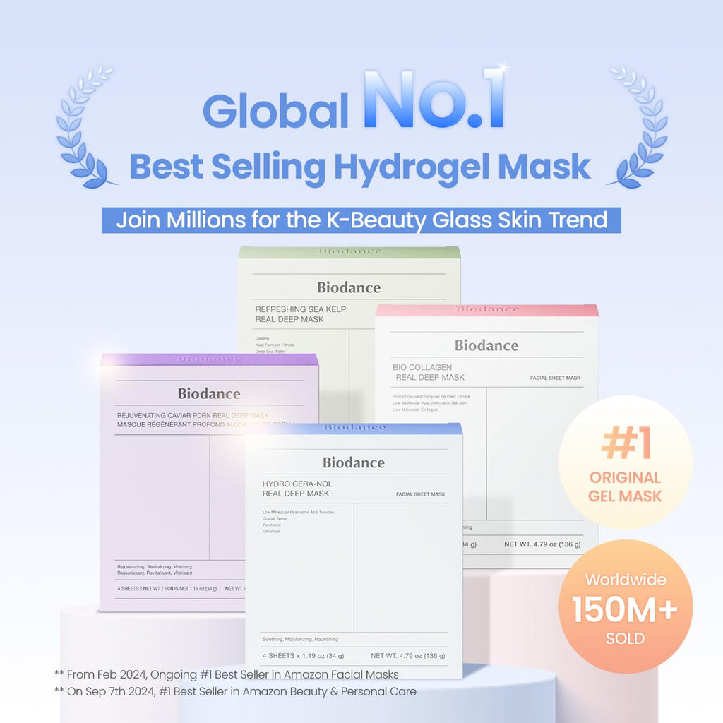BIODANCE Rejuvenating Caviar PDRN Real Deep Mask, Overnight Hydrogel Face Mask, Skin Firming, Radiance, Enhancing Skin Recovery, Korean Skin Care, Self Care Gifts for Women | 1.19oz(34g) x 4ea