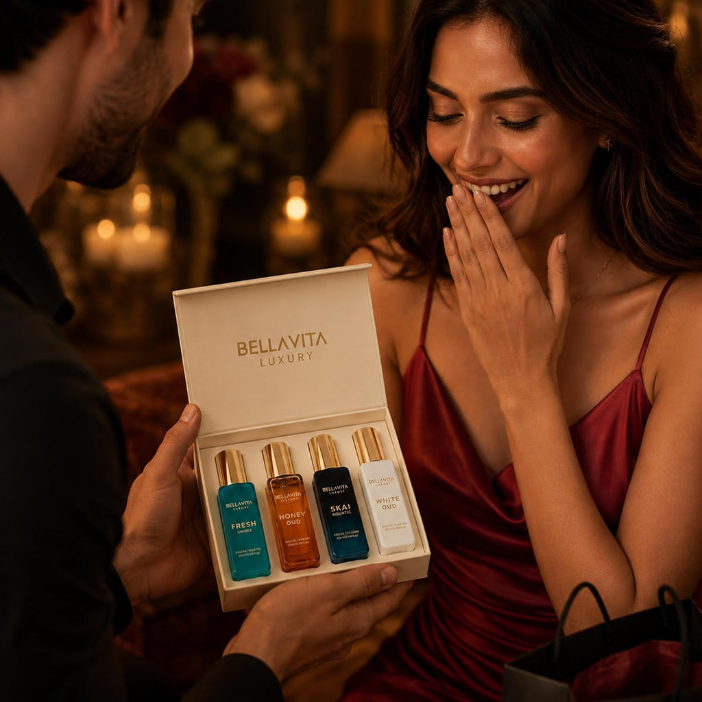Bellavita Luxury Unisex Perfume Gift Set with Honey & White Oud, Skai, & Fresh | 80ml | Perfume for Men and Women | Honey, Artemisia Lemon, Bergamot, & Sweet Almond Notes