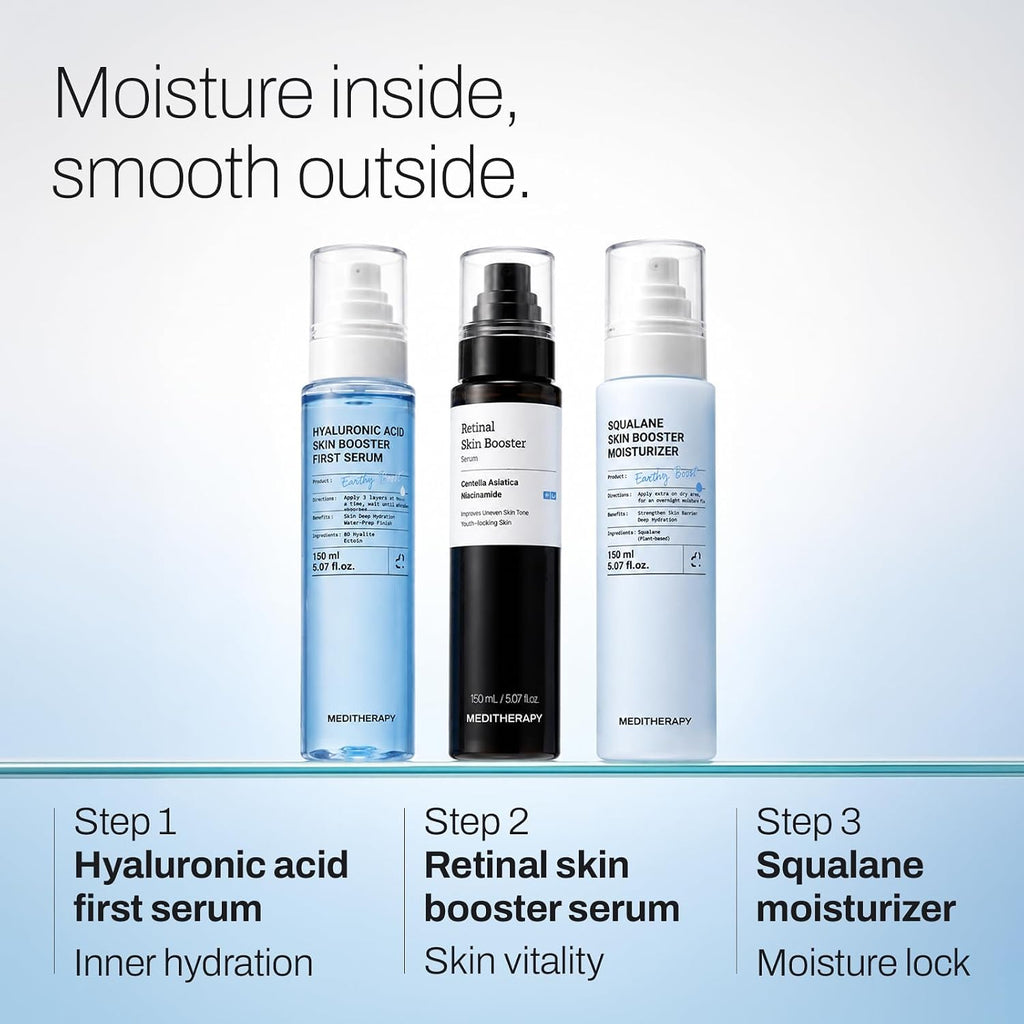 MEDITHERAPY Retinal Skin Booster Serum 5.07 fl oz | Retinaldehyde, Niacinamide, Cica | Korean Hydrating Face & Body Serum for Dull, Uneven Skin, All Skin Types, K-Beauty