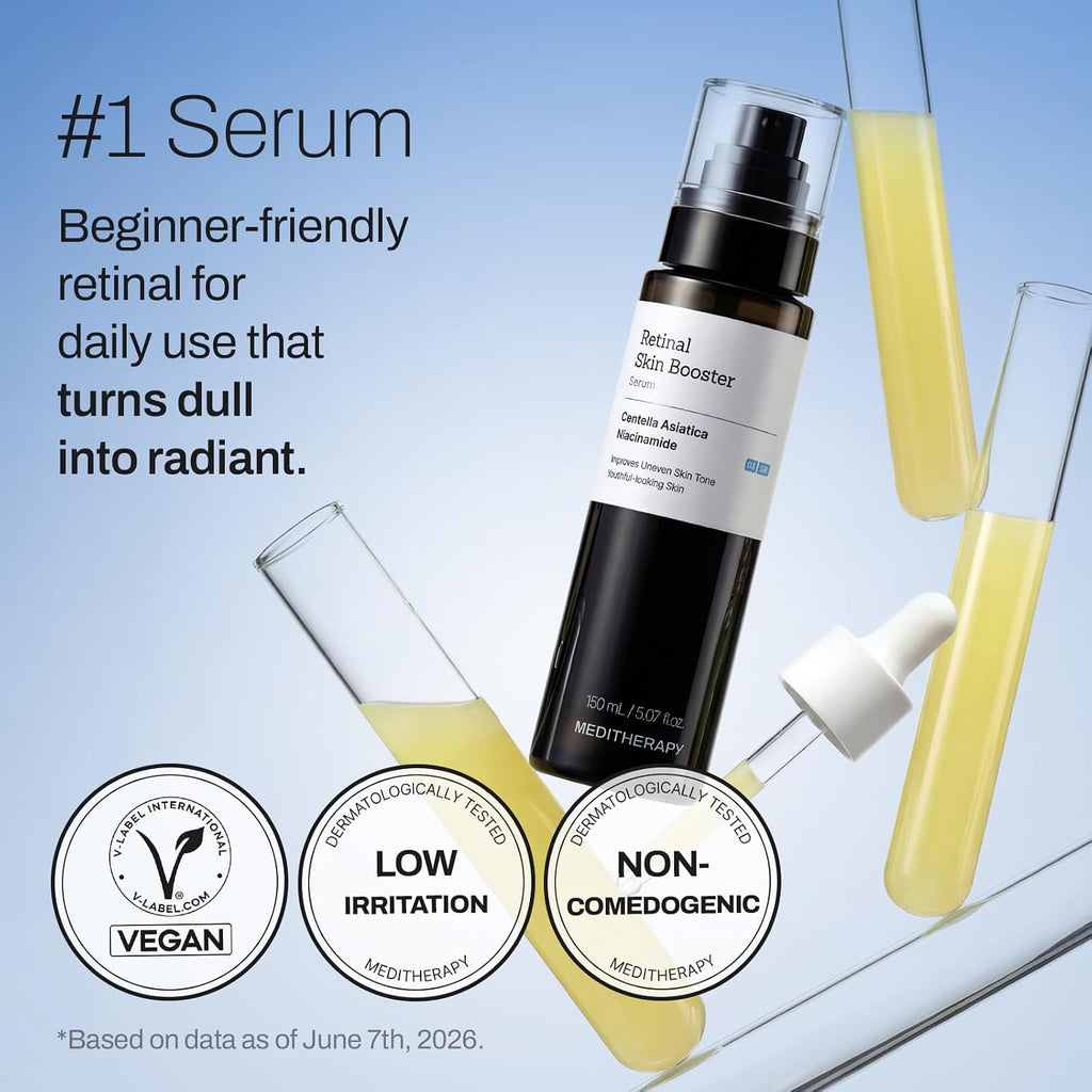 MEDITHERAPY Retinal Skin Booster Serum 5.07 fl oz | Retinaldehyde, Niacinamide, Cica | Korean Hydrating Face & Body Serum for Dull, Uneven Skin, All Skin Types, K-Beauty