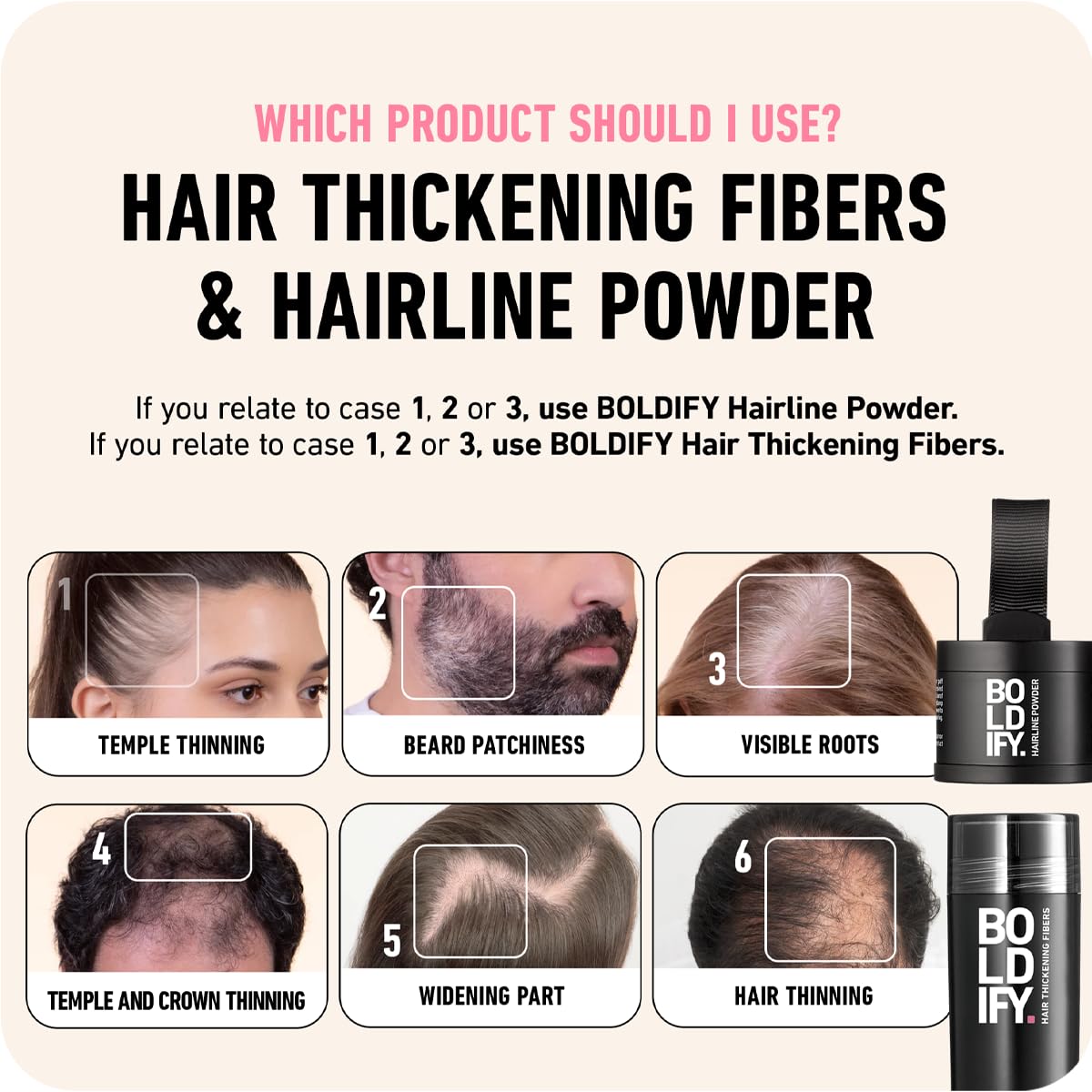 Boldify Hairline Powder, Root Touch Up Hair Color Light Brown 4g