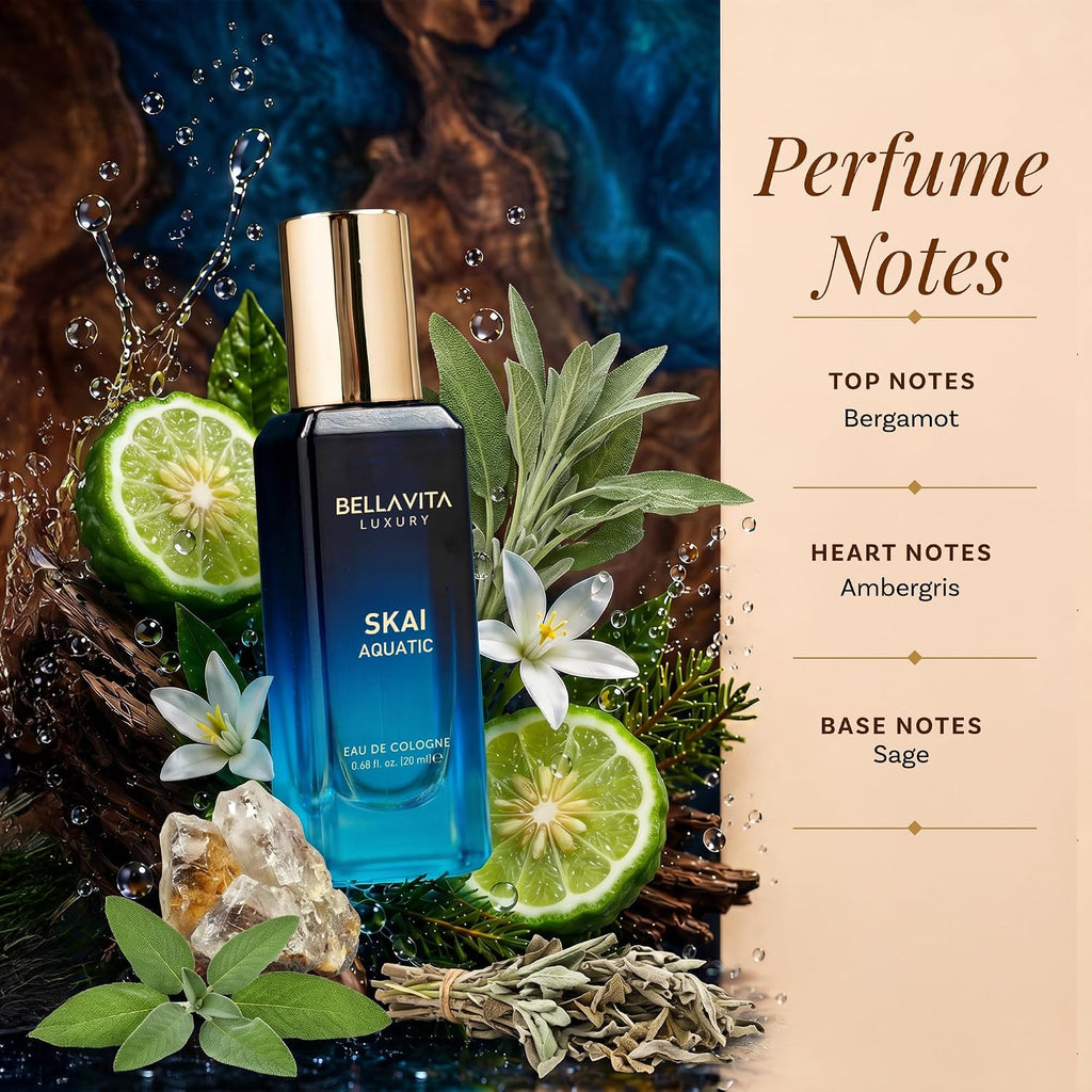 Bellavita Luxury Unisex Perfume Gift Set with Honey & White Oud, Skai, & Fresh | 80ml | Perfume for Men and Women | Honey, Artemisia Lemon, Bergamot, & Sweet Almond Notes