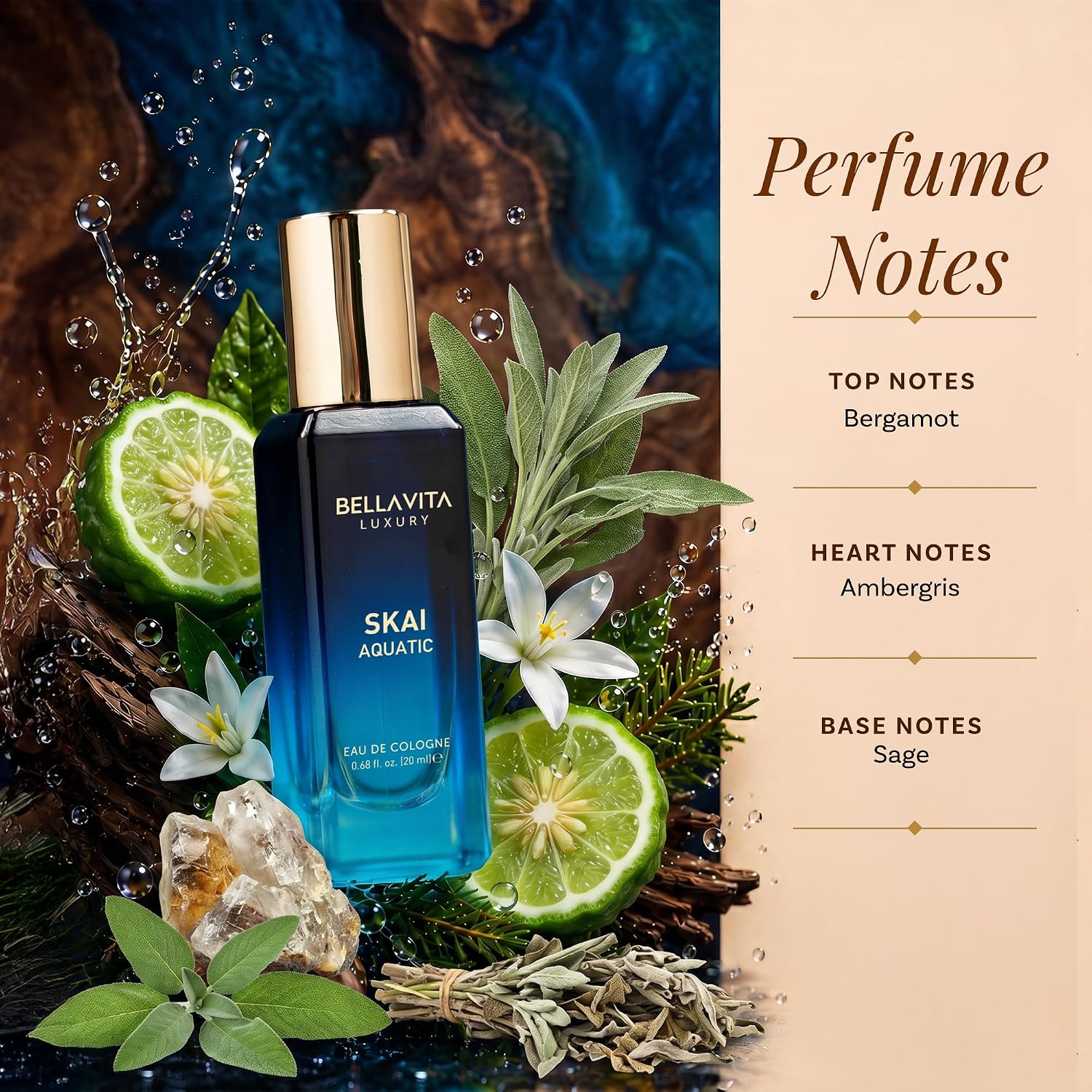 Bellavita Luxury Unisex Perfume Gift Set with Honey & White Oud, Skai, & Fresh | 80ml | Perfume for Men and Women | Honey, Artemisia Lemon, Bergamot, & Sweet Almond Notes
