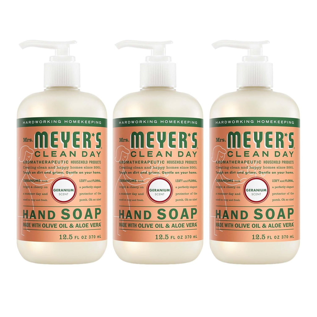 MRS. MEYER'S CLEAN DAY Liquid Hand Soap, Geranium, 12.5 fl oz, 3 Pack