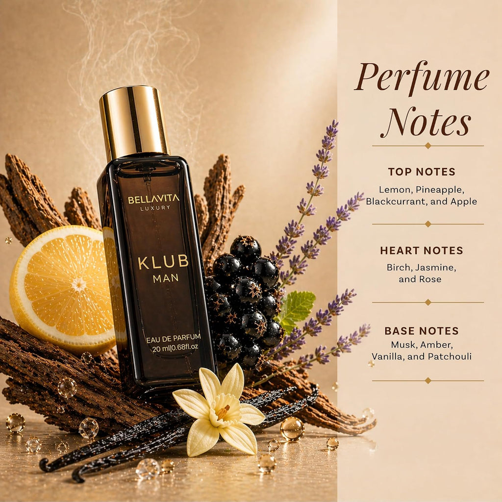 Bella Vita Organic Man Luxury Perfume Gift Set 4x20 ML for Men with Dominus, Oud, CEO, Impact Perfume|Woody, Citrusy Long Lasting EDP & EDC Fragrance Scent |80 ML