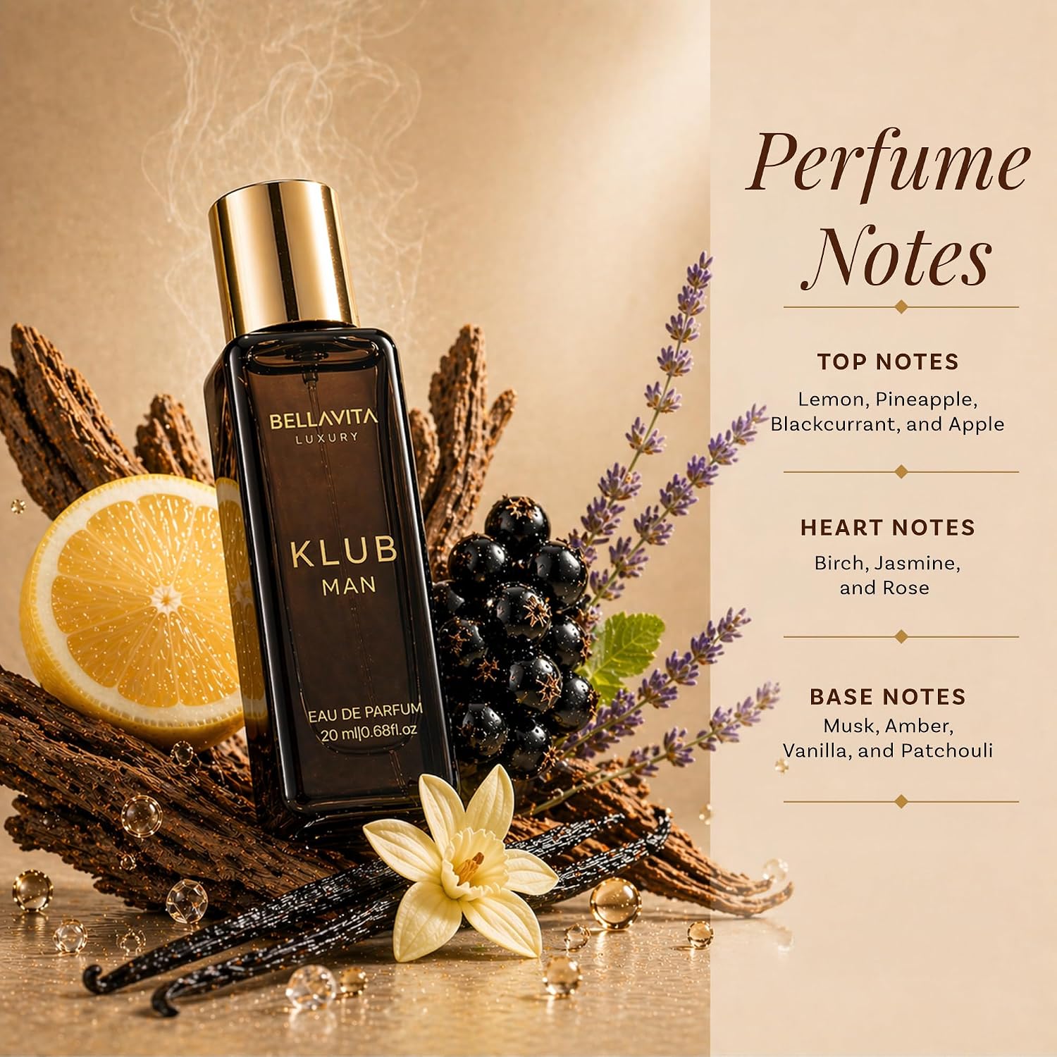 Bella Vita Organic Man Luxury Perfume Gift Set 4x20 ML for Men with Dominus, Oud, CEO, Impact Perfume|Woody, Citrusy Long Lasting EDP & EDC Fragrance Scent |80 ML
