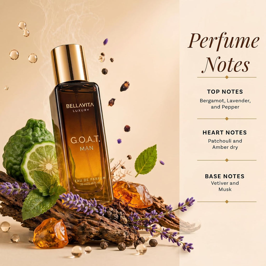 Bella Vita Organic Man Luxury Perfume Gift Set 4x20 ML for Men with Dominus, Oud, CEO, Impact Perfume|Woody, Citrusy Long Lasting EDP & EDC Fragrance Scent |80 ML