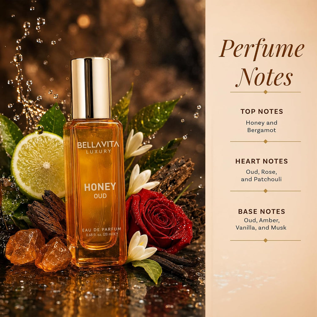 Bellavita Luxury Unisex Perfume Gift Set with Honey & White Oud, Skai, & Fresh | 80ml | Perfume for Men and Women | Honey, Artemisia Lemon, Bergamot, & Sweet Almond Notes