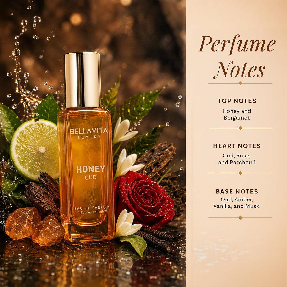 Bellavita Luxury Unisex Perfume Gift Set with Honey & White Oud, Skai, & Fresh | 80ml | Perfume for Men and Women | Honey, Artemisia Lemon, Bergamot, & Sweet Almond Notes