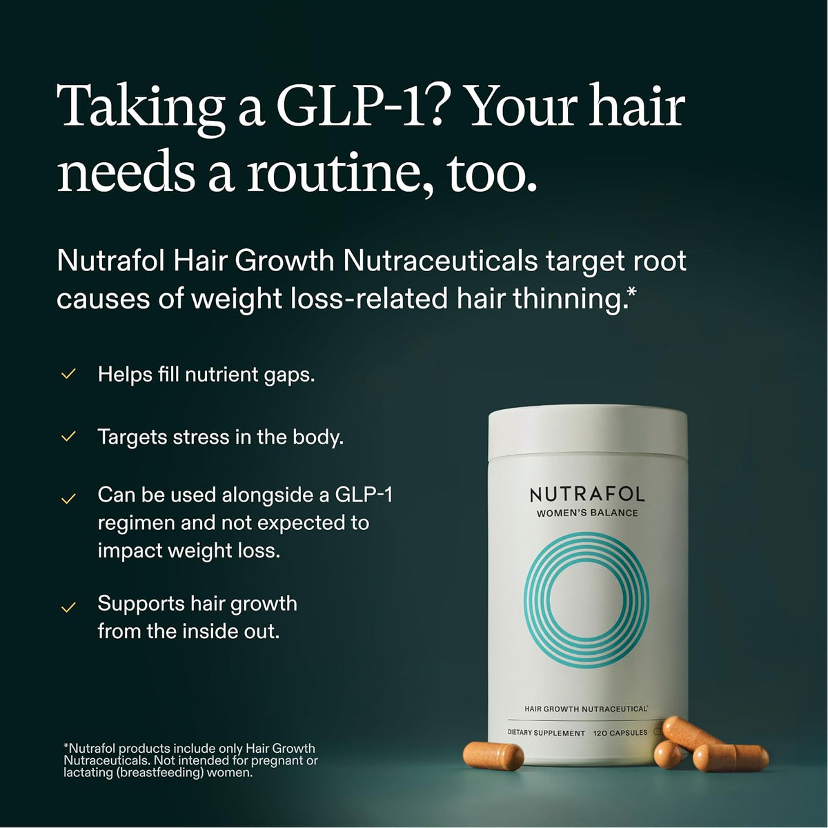 Nutrafol Women's Balance Hair Growth Supplements, Age 45+