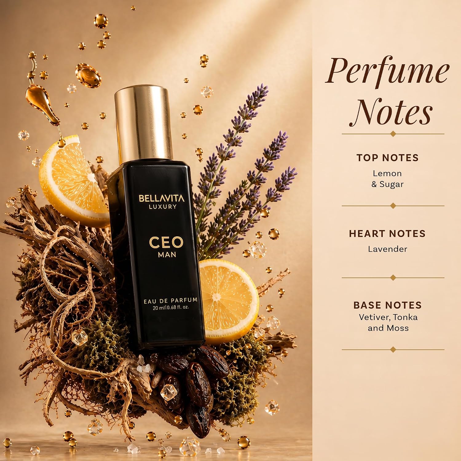 Bella Vita Organic Man Luxury Perfume Gift Set 4x20 ML for Men with Dominus, Oud, CEO, Impact Perfume|Woody, Citrusy Long Lasting EDP & EDC Fragrance Scent |80 ML